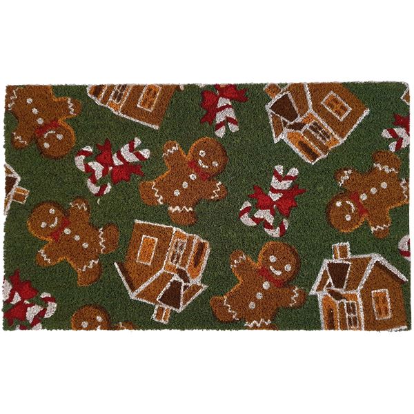 Christmas Gingerbread Doormat - Green